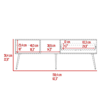 Mesa para TV Zurich Milan y Plomo 158.4x58.4cm para TV Hasta 70" Pulgadas con Tres Compartimientos y con Un Cajón - MUEBLES DE TV | Bylmo
