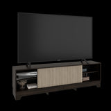 Centro de Entretenimiento Smith Nogal y Roble Natural 180x52.4cm para TV Hasta 75" Pulgadas con Cuatro Compartimientos - MUEBLES DE TV | Bylmo