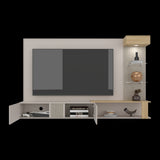 Panel de TV Isolde Capri y Fresno 208.7x132.2cm para TV Hasta 70" Pulgadas con Seis Compartimientos - MUEBLES DE TV | Bylmo