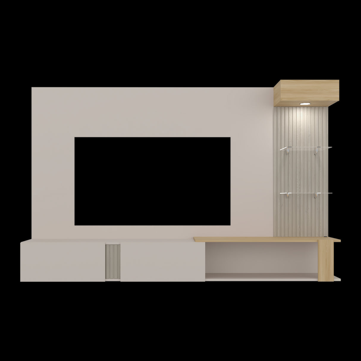 Panel de TV Isolde Capri y Fresno 208.7x132.2cm para TV Hasta 70" Pulgadas con Seis Compartimientos - MUEBLES DE TV | Bylmo