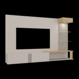 Panel de TV Isolde Capri y Fresno 208.7x132.2cm para TV Hasta 70" Pulgadas con Seis Compartimientos - MUEBLES DE TV | Bylmo