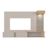 Panel de TV Isolde Capri y Fresno 208.7x132.2cm para TV Hasta 65" Pulgadas con Seis Compartimientos - MUEBLES DE TV | Bylmo