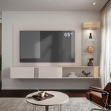 Panel de TV Isolde Capri y Fresno 208.7x132.2cm para TV Hasta 65" Pulgadas con Seis Compartimientos - MUEBLES DE TV | Bylmo