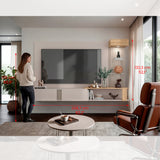 Panel de TV Isolde Capri y Fresno 208.7x132.2cm para TV Hasta 65" Pulgadas con Seis Compartimientos - MUEBLES DE TV | Bylmo