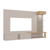 Panel de TV Isolde Capri y Fresno 208.7x132.2cm para TV Hasta 65" Pulgadas con Seis Compartimientos - MUEBLES DE TV | Bylmo