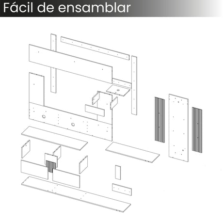 Panel de TV Isolde Capri y Fresno 208.7x132.2cm para TV Hasta 65" Pulgadas con Seis Compartimientos - MUEBLES DE TV | Bylmo