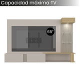 Panel de TV Isolde Capri y Fresno 208.7x132.2cm para TV Hasta 65" Pulgadas con Seis Compartimientos - MUEBLES DE TV | Bylmo