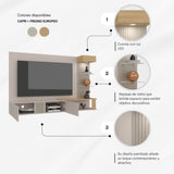 Panel de TV Isolde Capri y Fresno 208.7x132.2cm para TV Hasta 65" Pulgadas con Seis Compartimientos - MUEBLES DE TV | Bylmo