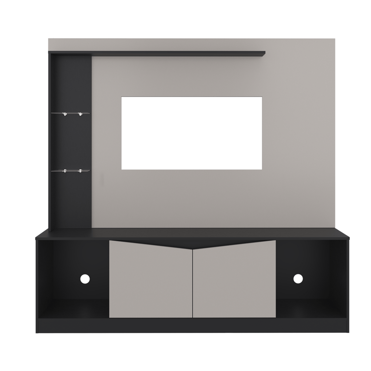 Centro de Entretenimiento Cuera Capri y Wengue 180x174cm para TV Hasta 60" Pulgadas con Seis Compartimientos - MUEBLES DE TV | Bylmo