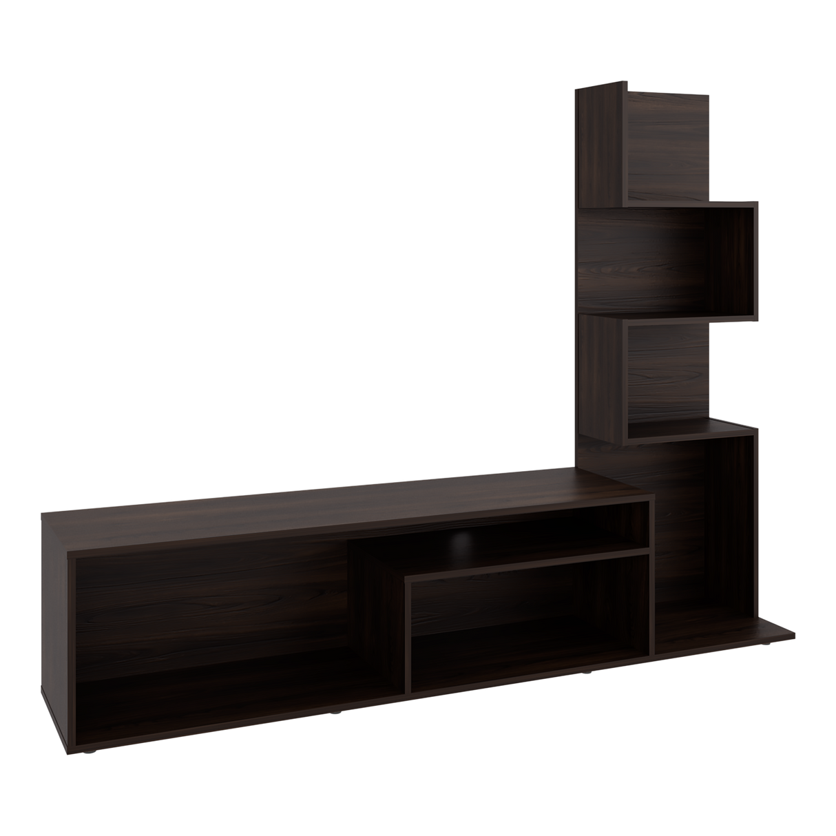 Mesa para TV Lugano Nogal 170x134.4cm para TV Hasta 55" Pulgadas con Siete Compartimientos - MUEBLES DE TV | Bylmo