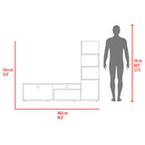 Mesa para TV Lugano Nogal 170x134.4cm para TV Hasta 55" Pulgadas con Siete Compartimientos - MUEBLES DE TV | Bylmo