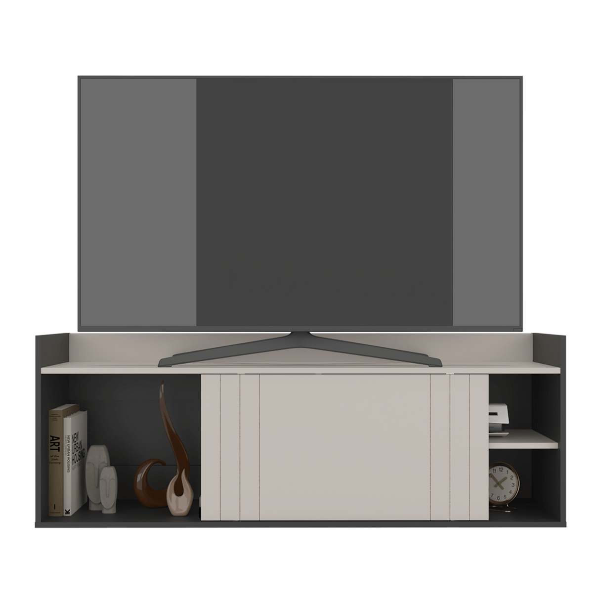 Mesa para TV Cuera Capri y Wengue 141.1x51.6cm para TV Hasta 60" Pulgadas con Cuatro Compartimientos - MUEBLES DE TV | Bylmo