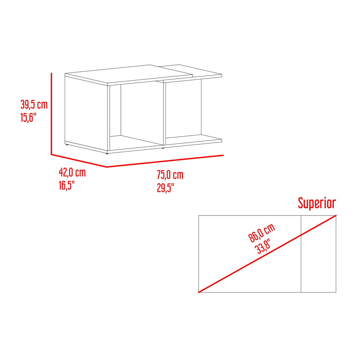 Mesa de Centro Cuera Capri y Wengue 75x3905cm Rectangular con Compartimientos - MESAS DE CENTRO | Bylmo