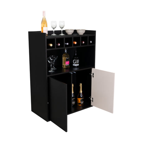 Bar Cuera Capri y Wengue 78.4x106.6cm con Cinco Compartimientos y con Seis Portabotellas - BARES | Bylmo