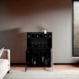 Bar Cuera Capri y Wengue 78.4x106.6cm con Cinco Compartimientos y con Seis Portabotellas - BARES | Bylmo