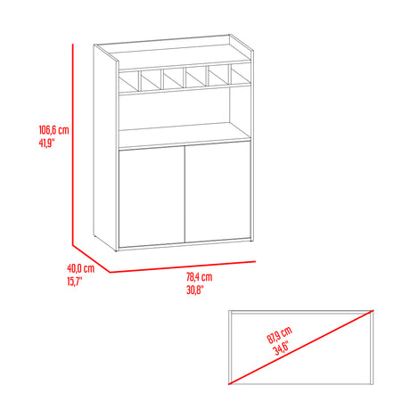 Bar Cuera Capri y Wengue 78.4x106.6cm con Cinco Compartimientos y con Seis Portabotellas - BARES | Bylmo