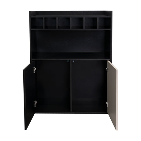 Bar Cuera Capri y Wengue 78.4x106.6cm con Cinco Compartimientos y con Seis Portabotellas - BARES | Bylmo