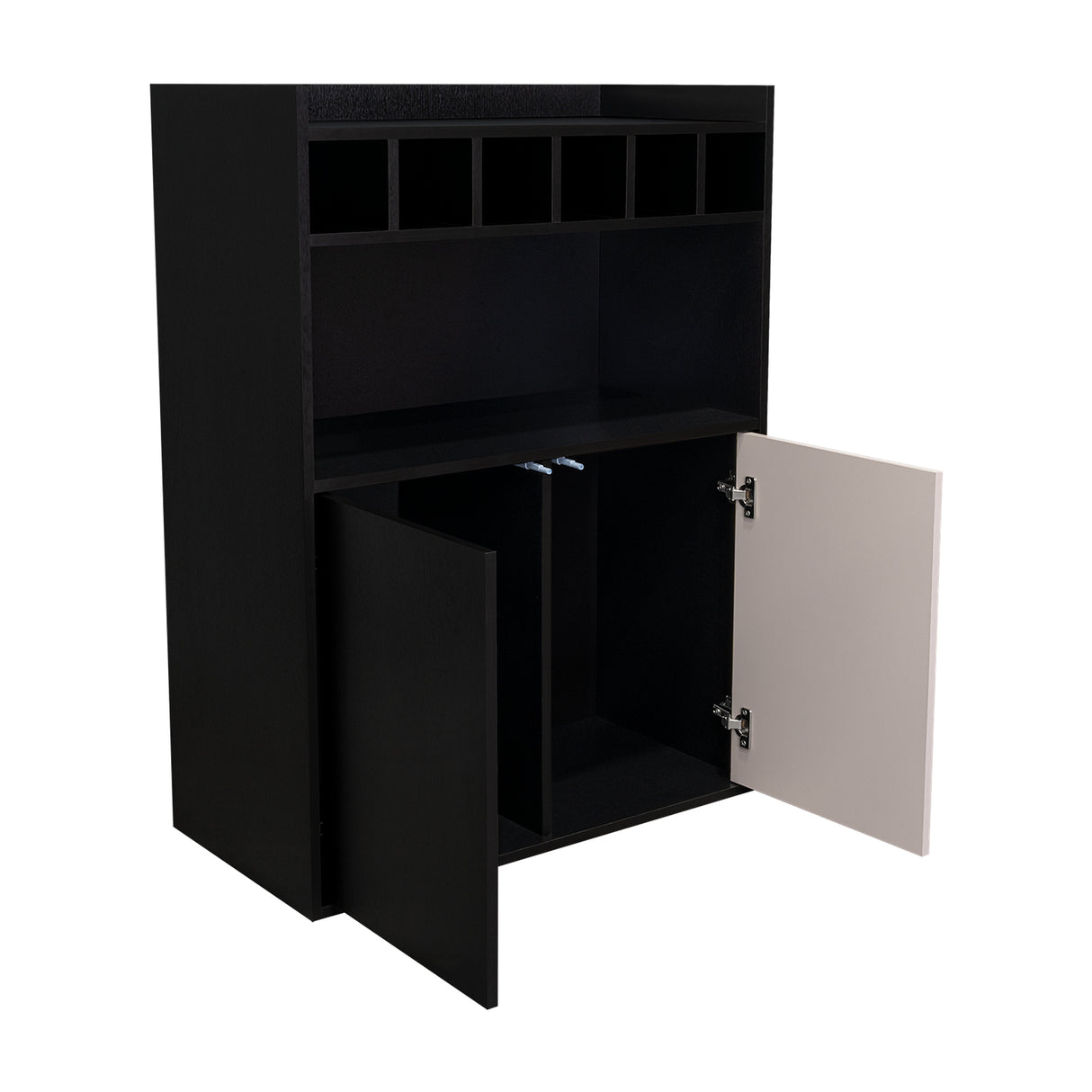 Bar Cuera Capri y Wengue 78.4x106.6cm con Cinco Compartimientos y con Seis Portabotellas - BARES | Bylmo