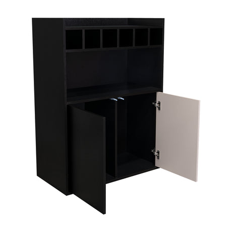 Bar Cuera Capri y Wengue 78.4x106.6cm con Cinco Compartimientos y con Seis Portabotellas - BARES | Bylmo