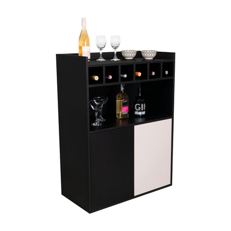 Bar Cuera Capri y Wengue 78.4x106.6cm con Cinco Compartimientos y con Seis Portabotellas - BARES | Bylmo