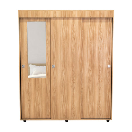 Closet Angelo Fresno Europeo y Wengue 150x180.6cm con Tres Compartimientos y con dos Puertas Coredizas - CLOSETS | Bylmo
