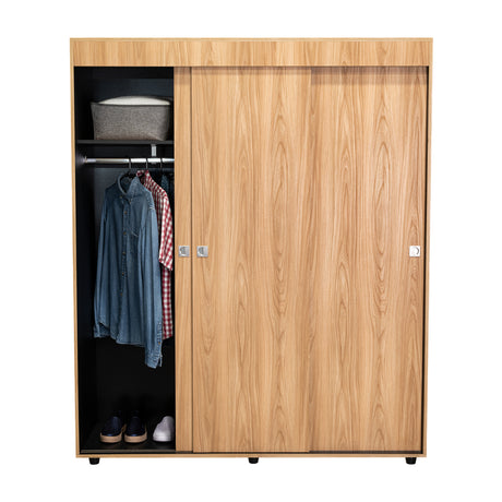 Closet Angelo Fresno Europeo y Wengue 150x180.6cm con Tres Compartimientos y con dos Puertas Coredizas - CLOSETS | Bylmo