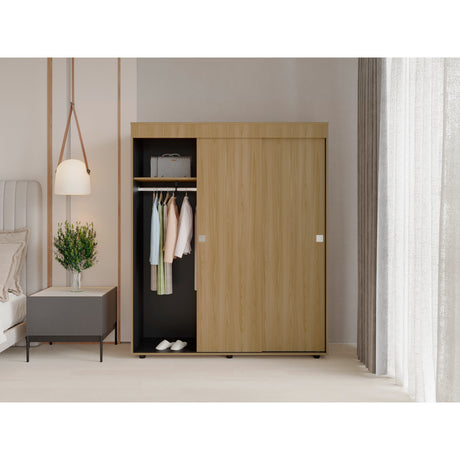 Closet Angelo Fresno Europeo y Wengue 150x180.6cm con Tres Compartimientos y con dos Puertas Coredizas - CLOSETS | Bylmo