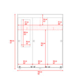 Closet Angelo Fresno Europeo y Wengue 150x180.6cm con Tres Compartimientos y con dos Puertas Coredizas - CLOSETS | Bylmo