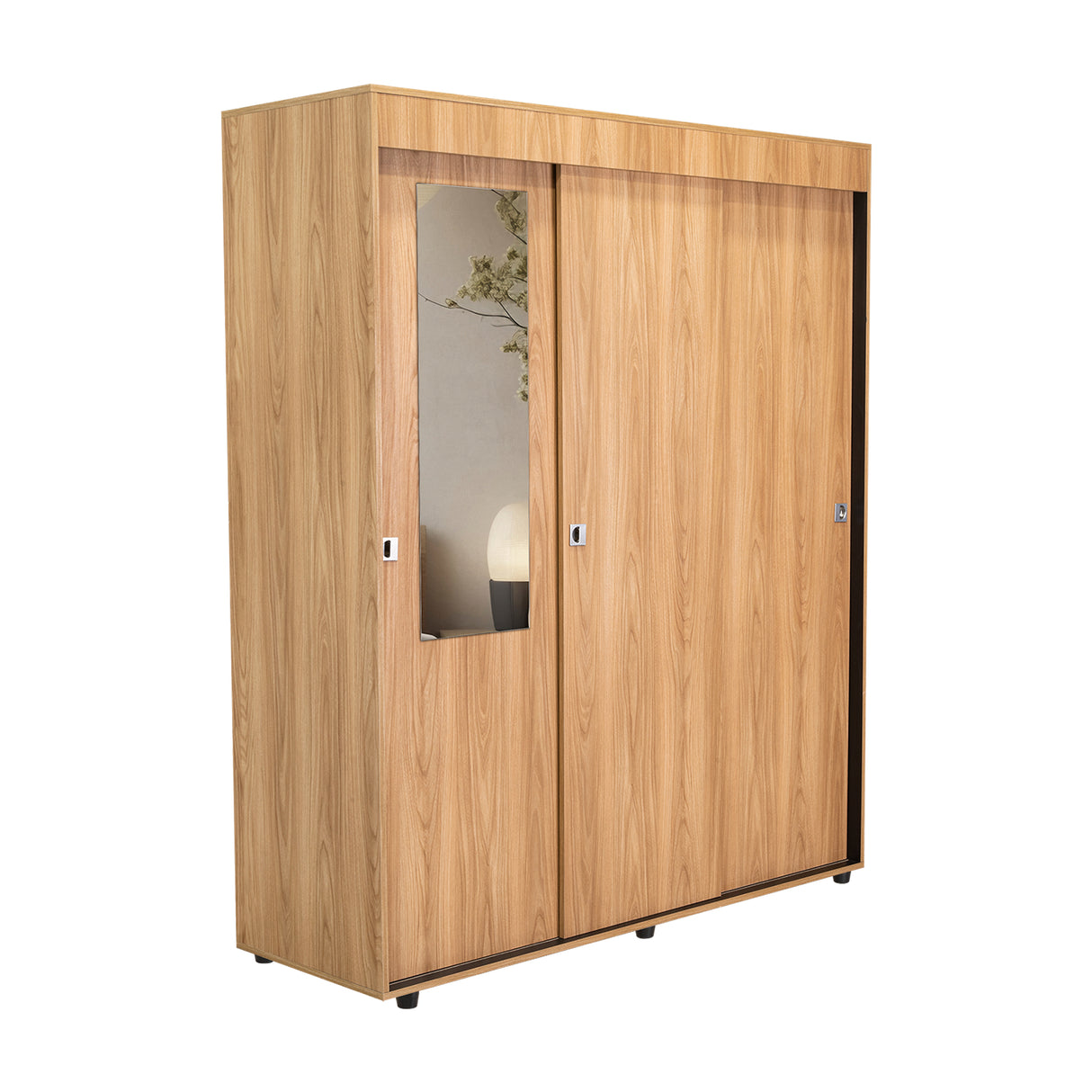 Closet Angelo Fresno Europeo y Wengue 150x180.6cm con Tres Compartimientos y con dos Puertas Coredizas - CLOSETS | Bylmo