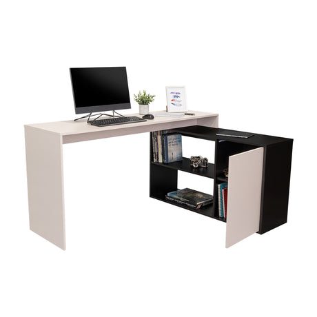 Escritorio en L Cuera Capri y Wengue 150x80cm sin Cajones y con Organizador de Libros - ESCRITORIOS | Bylmo