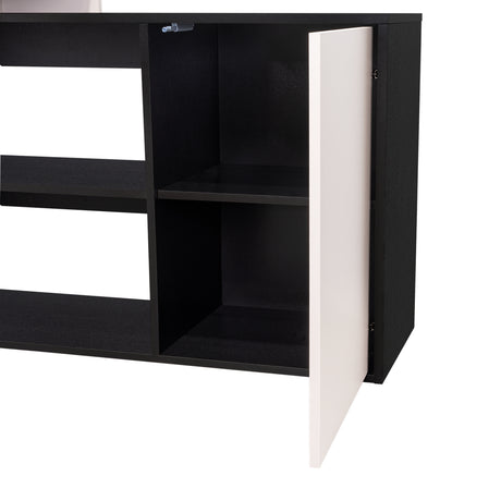 Escritorio en L Cuera Capri y Wengue 150x80cm sin Cajones y con Organizador de Libros - ESCRITORIOS | Bylmo