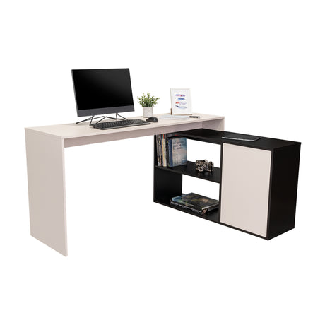 Escritorio en L Cuera Capri y Wengue 150x80cm sin Cajones y con Organizador de Libros - ESCRITORIOS | Bylmo