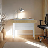 Escritorio Ohio Eco Fresno Europeo y Blanco 80x73cm con Un Cajón