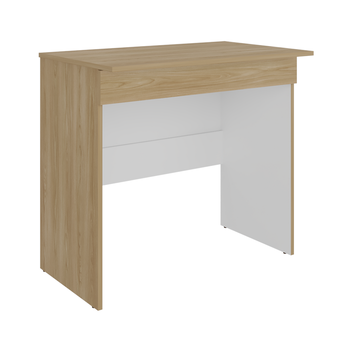 Escritorio Ohio Eco Fresno Europeo y Blanco 80x73cm con Un Cajón - ESCRITORIOS | Bylmo