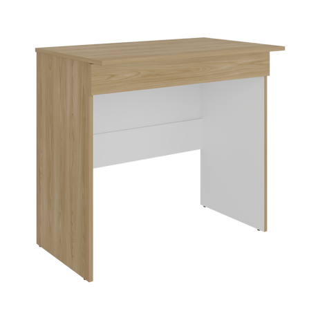 Escritorio Ohio Eco Fresno Europeo y Blanco 80x73cm con Un Cajón