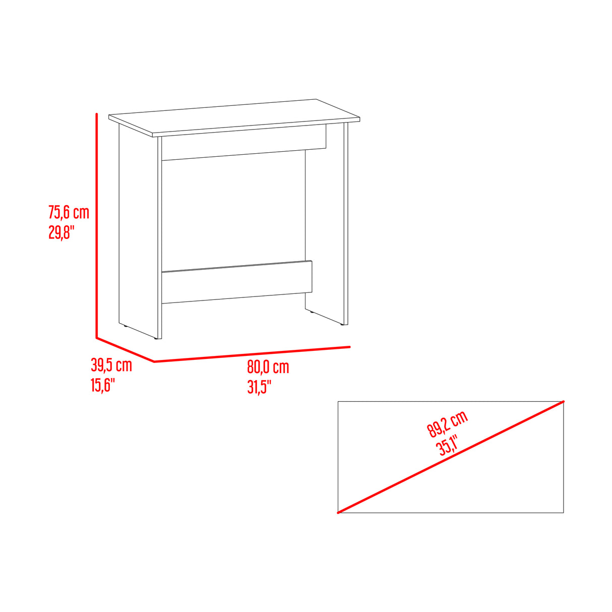 Escritorio Sion Bardolino y Blanco 80x75.6cm sin Cajones - ESCRITORIOS | Bylmo