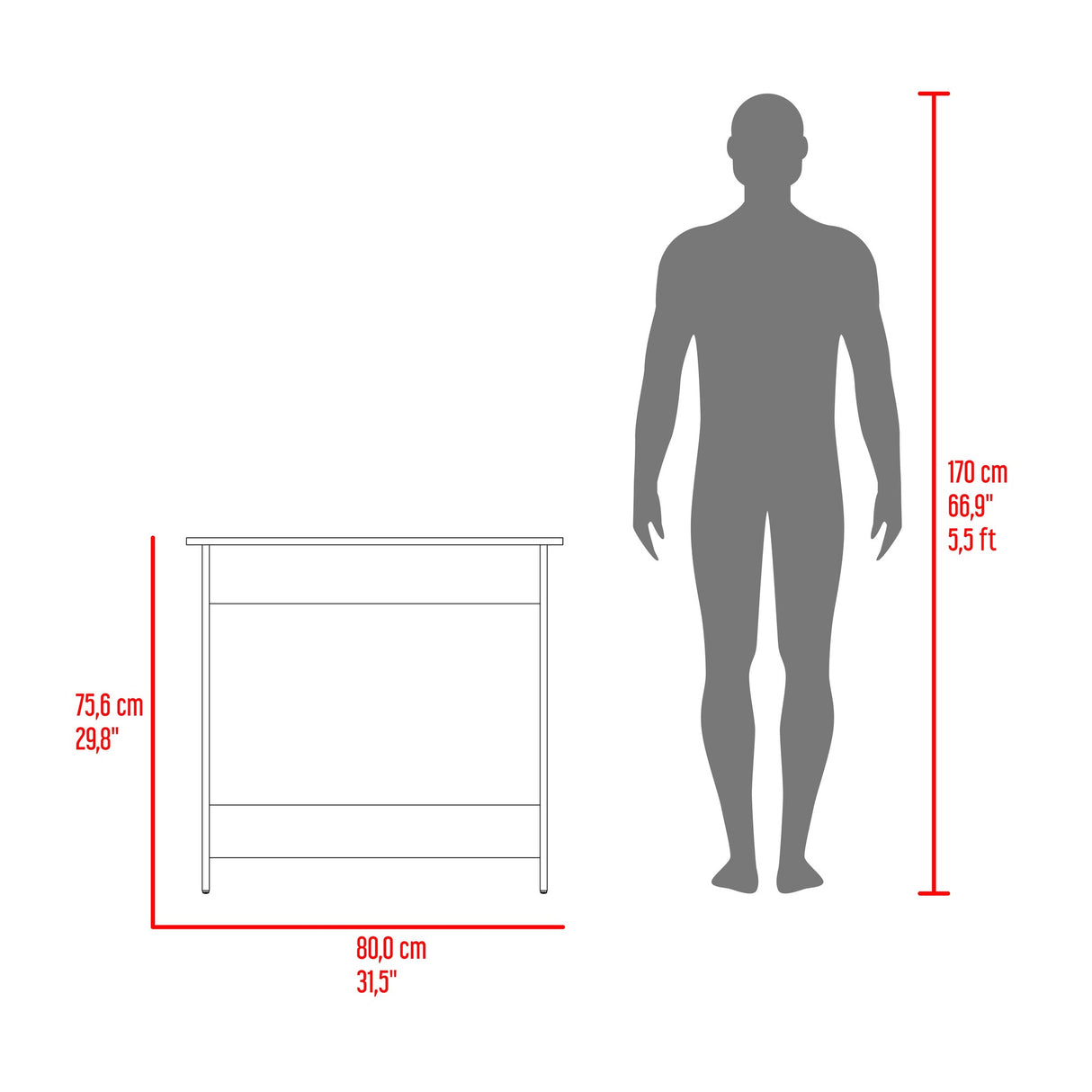 Escritorio Sion Bardolino y Blanco 80x75.6cm sin Cajones - ESCRITORIOS | Bylmo