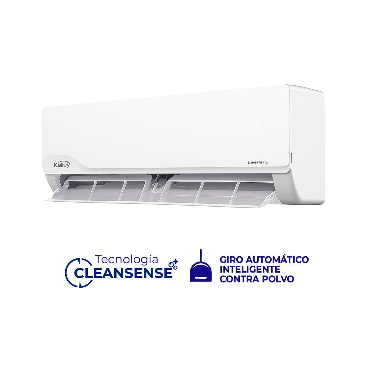 Aire Acondicionado Kalley Split Inverter Blanco Brillante 81.3x28.9cm 110 Voltios con Temporizador y con Control Remoto - AIRES ACONDICIONADOS | Bylmo