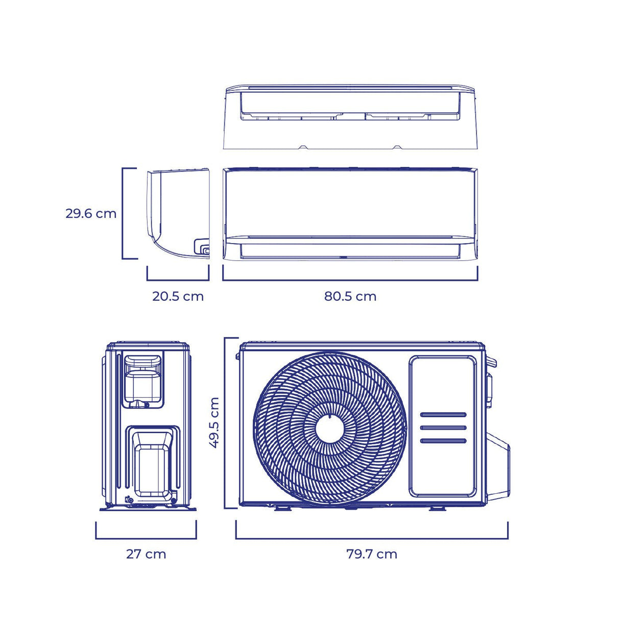 Aire Acondicionado Kalley Split Inverter Blanco Brillante 80.5x29.6cm 220 Voltios con Temporizador y con Control Remoto - AIRES ACONDICIONADOS | Bylmo