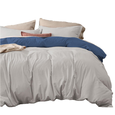 Funda de Duvet Acolchado Bicolor Azul y Gris 240x240cm Doble Faz para Cama Queen - TENDIDOS Y CUBRELECHOS | Bylmo