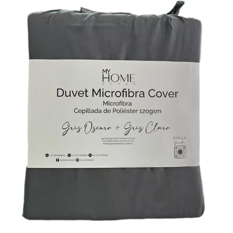 Combo Funda Duvet con Plumón Acolchado Bicolor Gris Oscuro y Gris 220x240cm Doble Faz para Cama Doble - TENDIDOS Y CUBRELECHOS | Bylmo