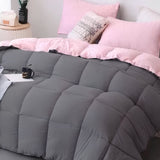 Edredón Acolchado Bicolor Rosado y Gris 240x240cm Doble Faz para Cama Queen - TENDIDOS Y CUBRELECHOS | Bylmo
