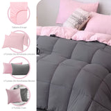 Combo Edredón Acolchado Bicolor Rosado y Gris Oscuro 200x240cm Doble Faz para Cama Semidoble - TENDIDOS Y CUBRELECHOS | Bylmo