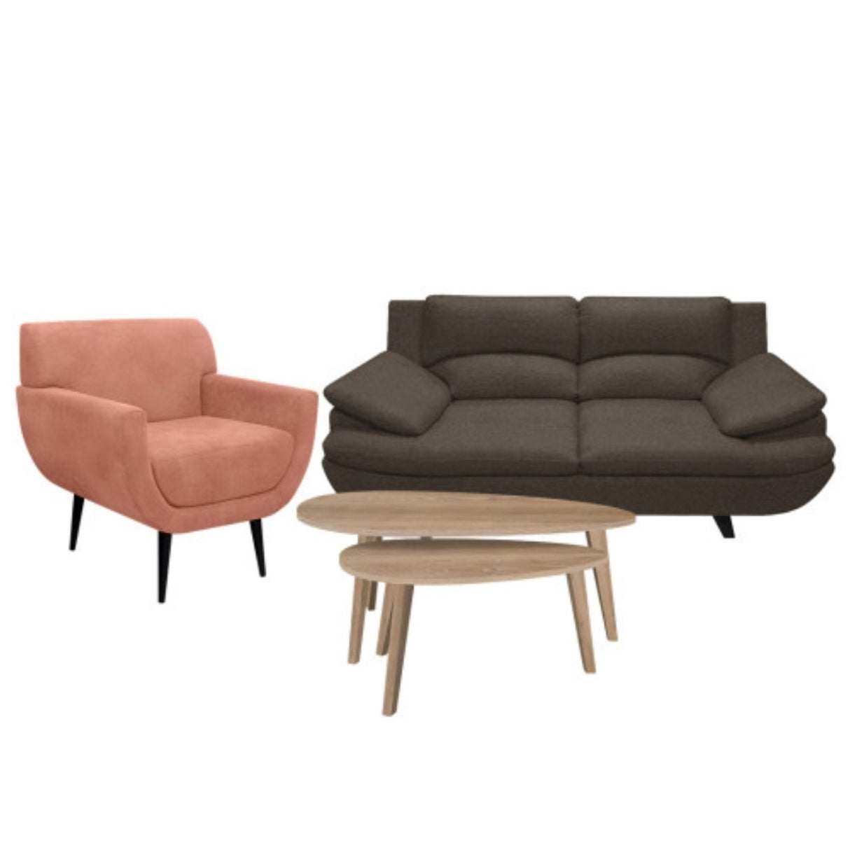 Sala Cindy Café 180x85cm de Tres Puestos Antifluido con Apoya Brazos y Resistente a Rasguños - SOFAS Y POLTRONAS | Bylmo