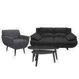 Sala Cindy Negro 180x85cm de Tres Puestos con Apoya Brazos y Resistente a Rasguños - SOFAS Y POLTRONAS | Bylmo