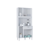 Alacena Cassia Blanco 80x172cm con Un Cajón y Seis Puertas - ALACENAS Y MUEBLES MICROONDAS | Bylmo