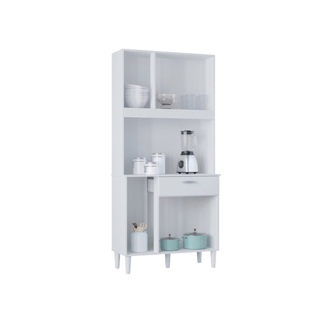 Alacena Cassia Blanco 80x172cm con Un Cajón y Seis Puertas - ALACENAS Y MUEBLES MICROONDAS | Bylmo