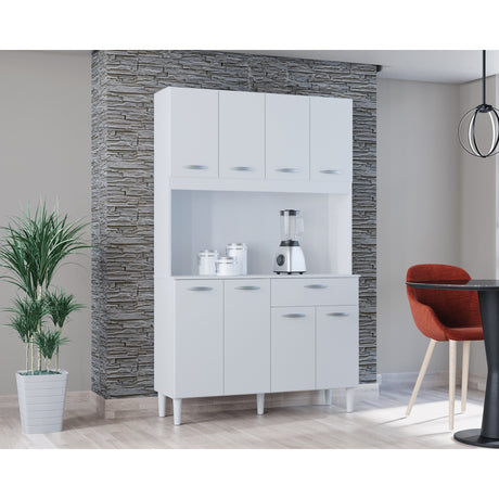 Alacena Cassia Blanco 103x172cm con Un Cajón y Ocho Puertas - ALACENAS Y MUEBLES MICROONDAS | Bylmo