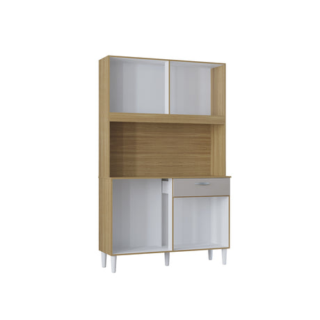Alacena Cassia Castaño y Beige 103x172cm con Un Cajón y Ocho Puertas - ALACENAS Y MUEBLES MICROONDAS | Bylmo