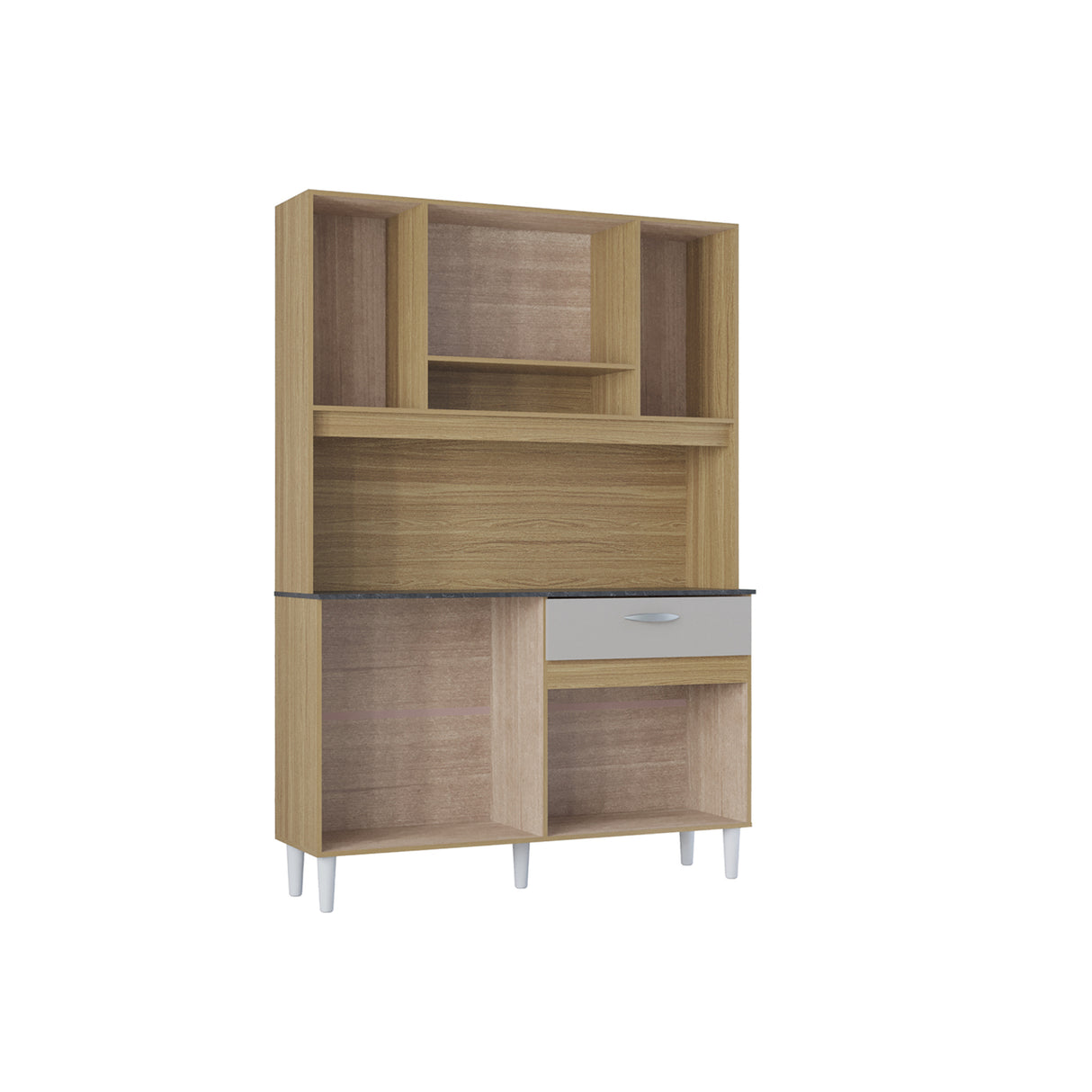 Alacena Coral Castaño y Beige 120x173cm con Un Cajón y Ocho Puertas - ALACENAS Y MUEBLES MICROONDAS | Bylmo
